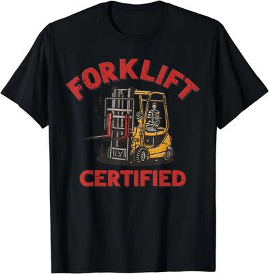 Lustiger Gabelstaplerfahrer Gabelstaplerzertifiziert Retro Skelett Geschenk Unisex T-Shirt