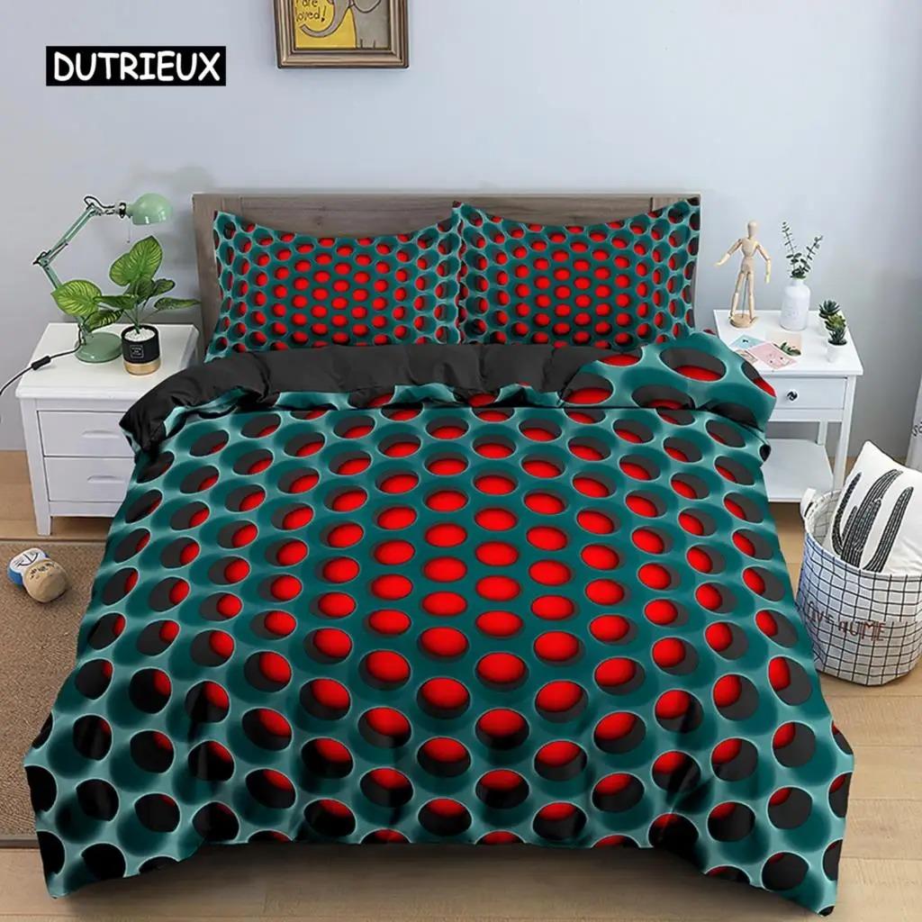 3D Duvet Cover Psychedelic Abstract Double Queen Bedding Set 23pcs Quilt Cover with Zipper King Size Polyester Comforter Cover