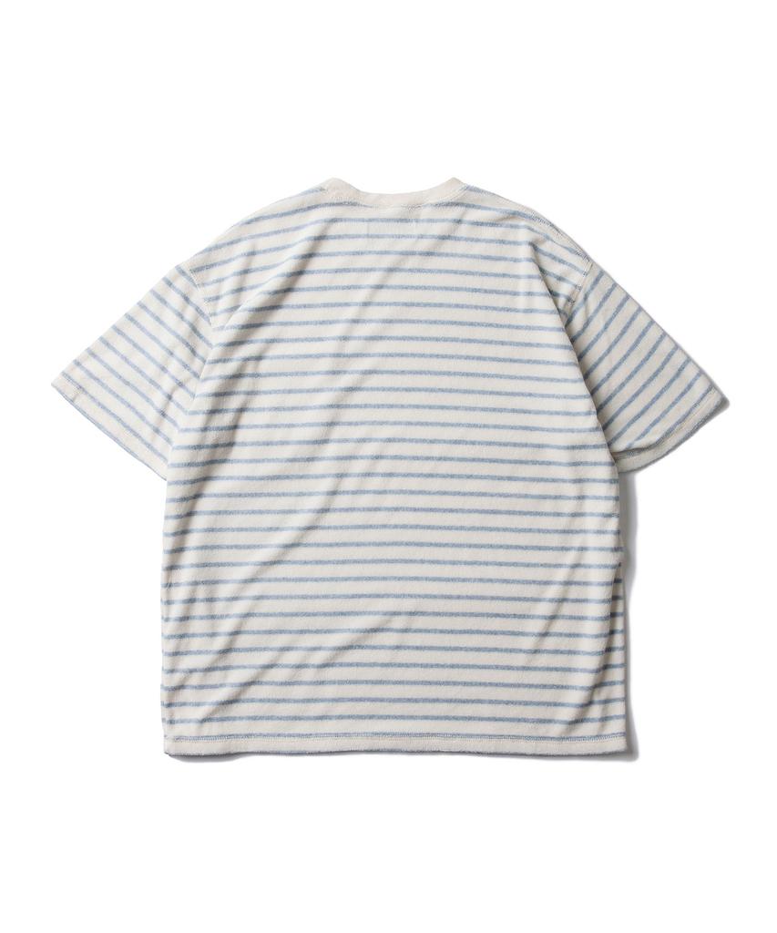 AMFEAST Striped Terry Pocket T-Shirt Pale Blue