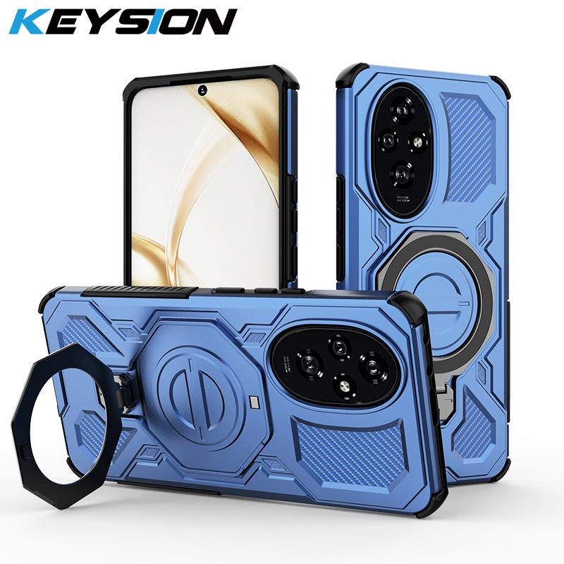 

KEYSION Shockproof Magnetic Case for HONOR 200 5G Upright Live Metal Ring Stand Phone Back Cover for Huawei Honor 200 Lite 5G for Honor 200 Lite зелений