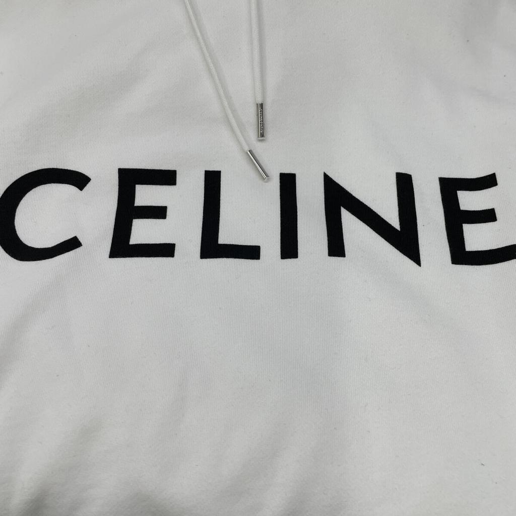 Celine White 2Y668670Q Sweatshirts Hoodie Oversized Shirt Tops S whiteUsed