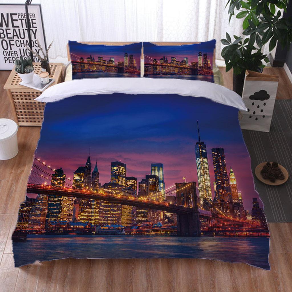 3D City View With Tall Buildings Bedding Sets Luxury Duvet Cover Comforter Set Exquisite Bedding Supplies Gift