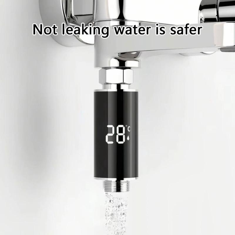 Wasserhahn-Thermometer LED-Anzeige Wasserbetriebene Thermometer Tragbarer Wasserdichter Indikator für Sicheres Baden Wasserregelung