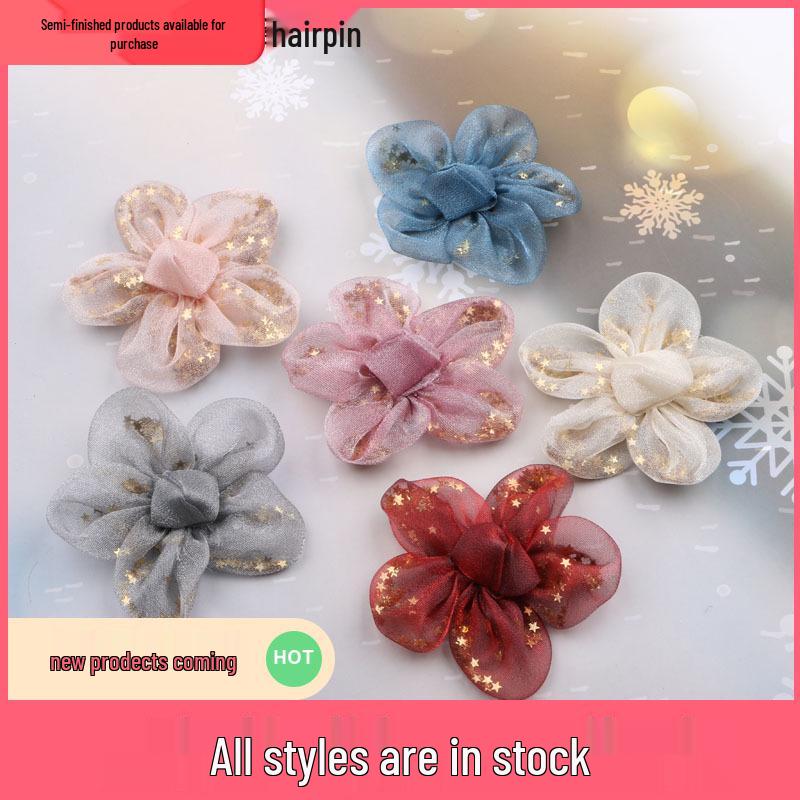 Korean Silk Gauze Flower Hair Tie Rubber Band for Girls