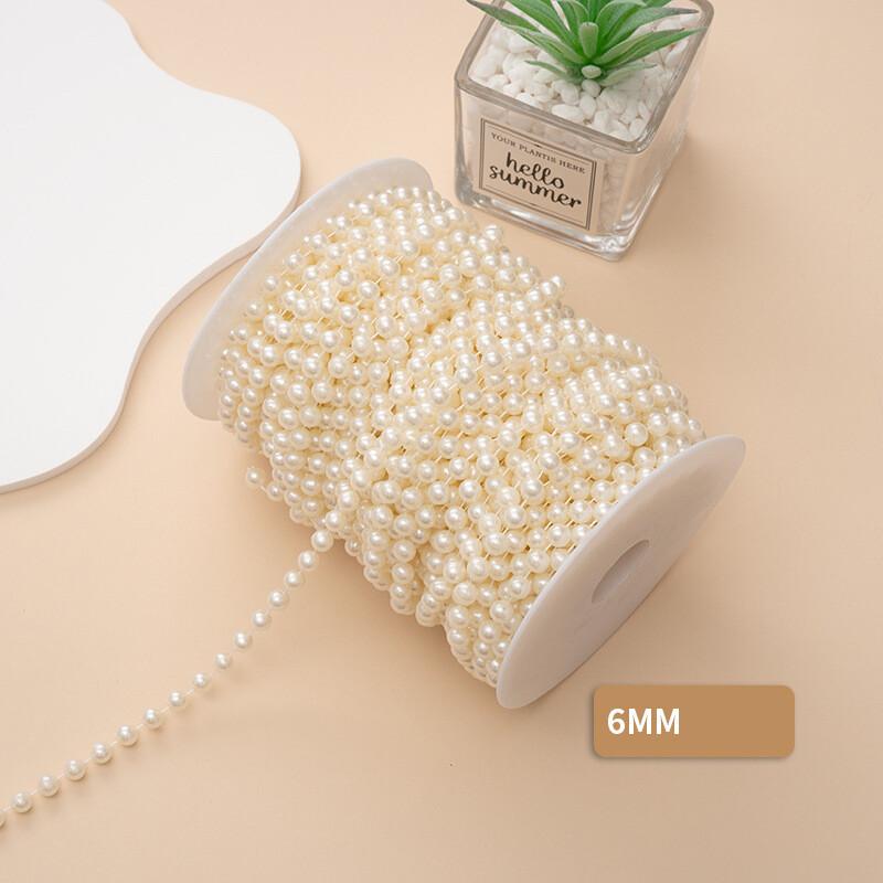 5M Artificial Imitation Pearl Round Beads Chain Wedding Flower Home Decoration DIY Wedding Bridal Bouquet Flower Decor