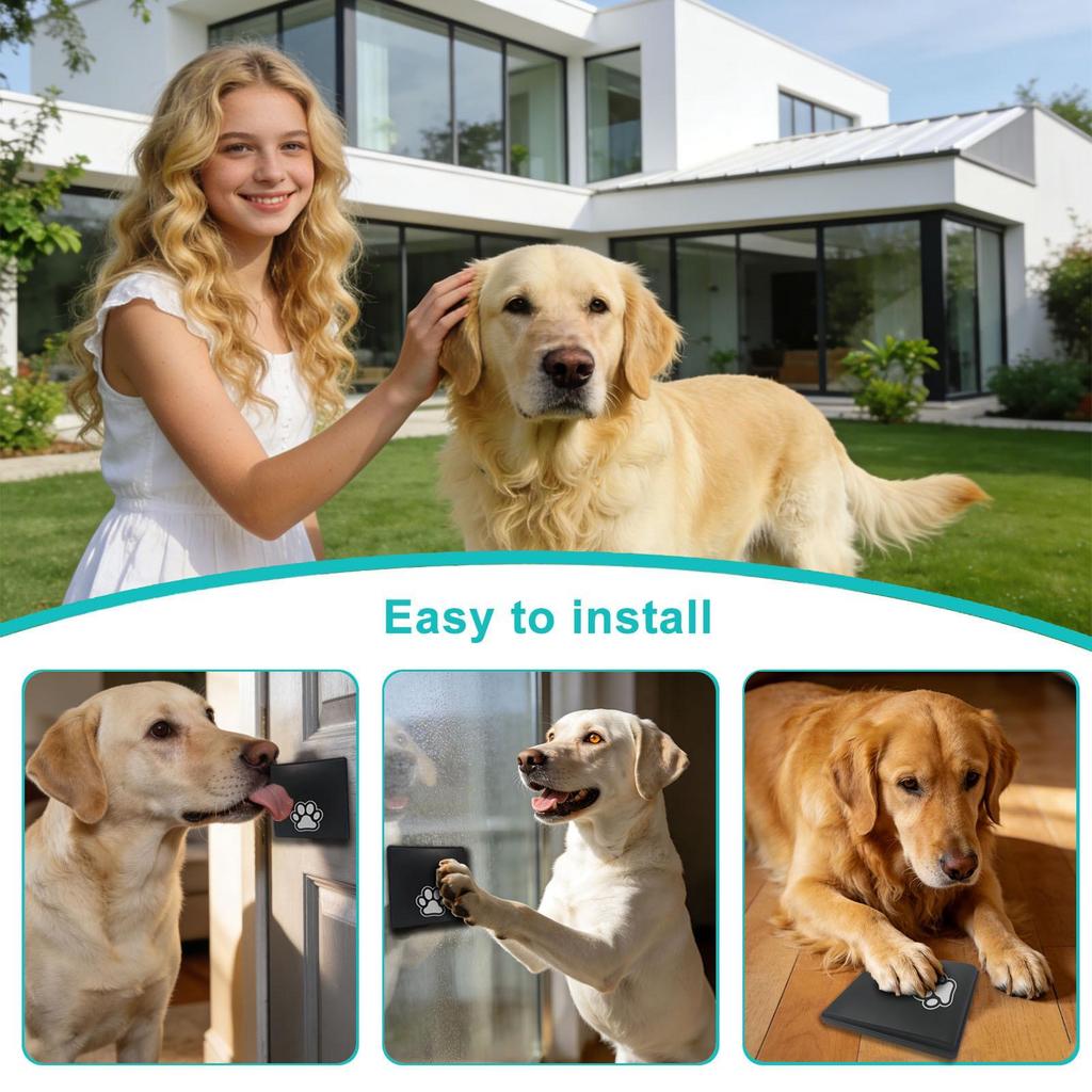Pet Doorbell: Adjustable Volume, Easy Install, Rainproof, Suitable for Small & Large Pets.