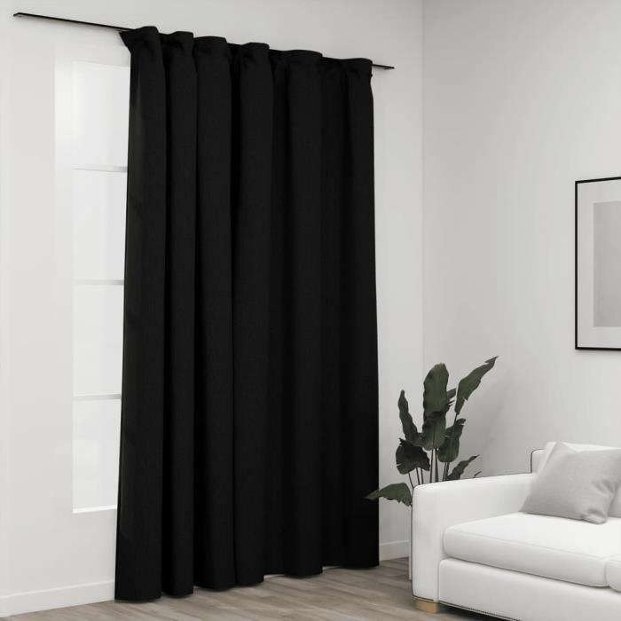 VidaXL Rideau occultant d'aspect de lin crochets Anthracite 290x245 cm