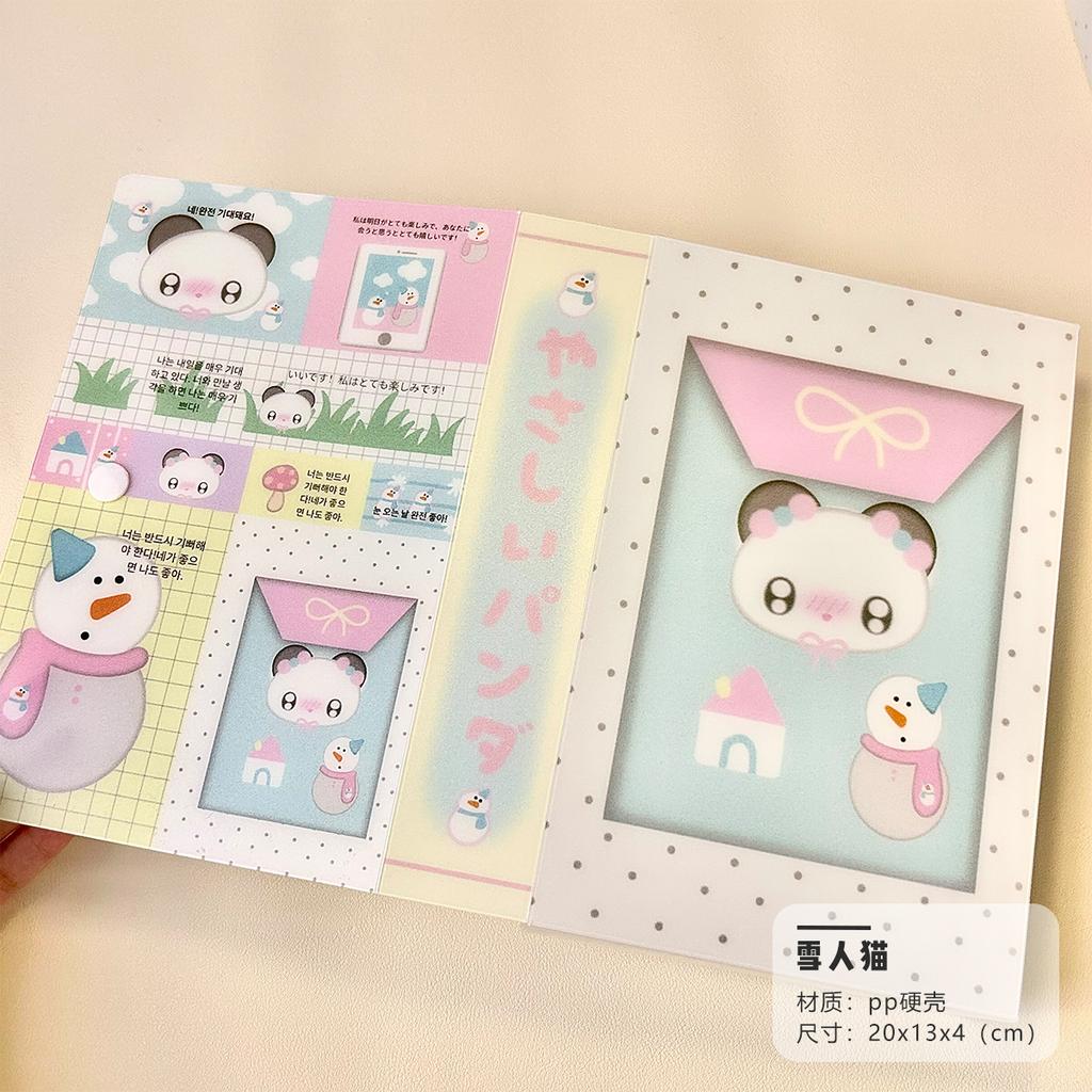 Kawaii Panda Theme A6 Stitched Storage Album Folder Cute Sticker Storage 40 Pages for Scrapbooking Material Storage