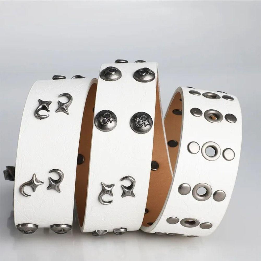 PU Leather Y2K Belt Spicy Girl Men Belt Trend Rivet Belt Jeans Accessories