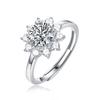 925 Silver Moissanite Adjustable Proposal Ring Advanced Category of Elegant Flower-Inspired Rings