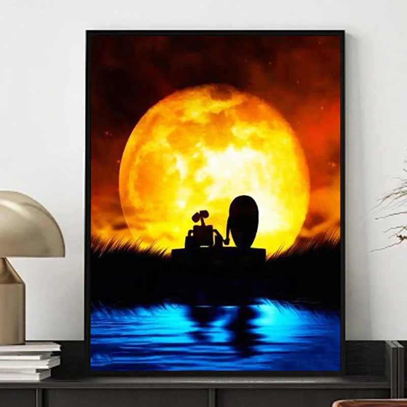 Disney Diamond Painting WALL E  EVE Silhouette Romantic Illustration Mosaic Handmade Hobby DIY Gift Home Decoration Embroidery