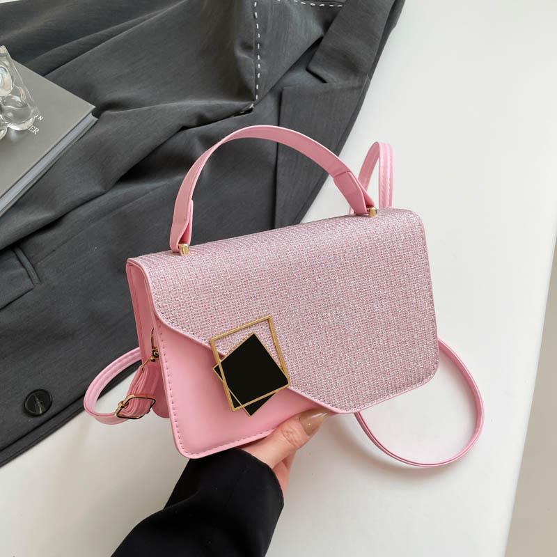 2025 New Trendy Foreign Style Splicing Texture Casual Large Capacity Fashionable Texture Portable Shoulder Crossbody Small Square Bag