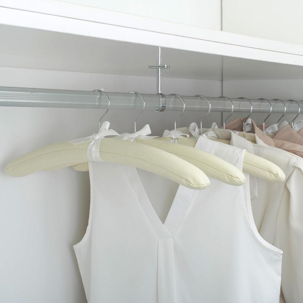 Padded Hangers Set of 5,Large Heavy Duty Cotton Covered Coat Hangers No Shoulder Bump for Women Clothes, Sweater, Dresses, Clothing, Wedding, Lingerie