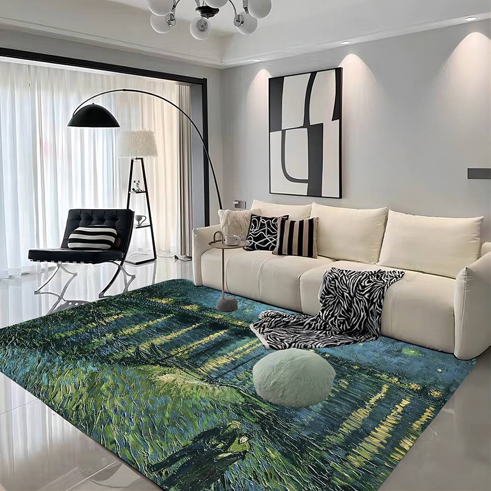 Van Gogh Oil Paintings Floor Mat Anti-slip Absorb Water Long Strip Cushion Bedroon Mat Alfombra