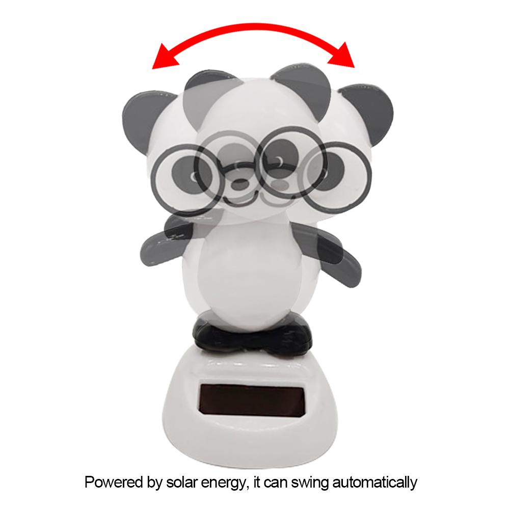 Solar Power Car Dashboard Swinging Doll Car Interior Ornament Gift Interior Decorations Glasses Panda Anime Car Accessories