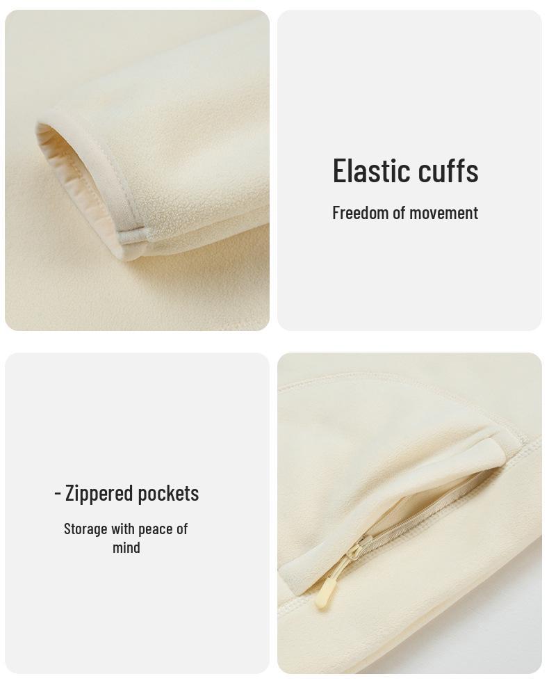 Unisex Fleecejacke mit Stehkragen - Lammfleece-Cardigan für Herbst und Winter, Kundenspezifisches Logo verfügbar