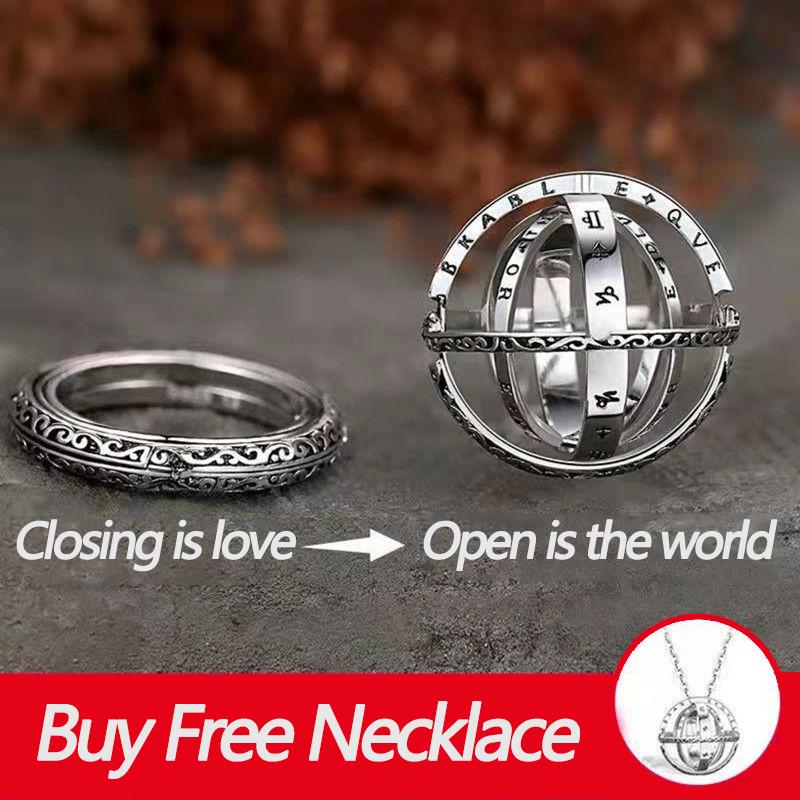 Pendentif anneaux pour hommes rotatif cosmique Vintage boule astronomique anneaux collier pour femmes lettre bague bijoux HMM