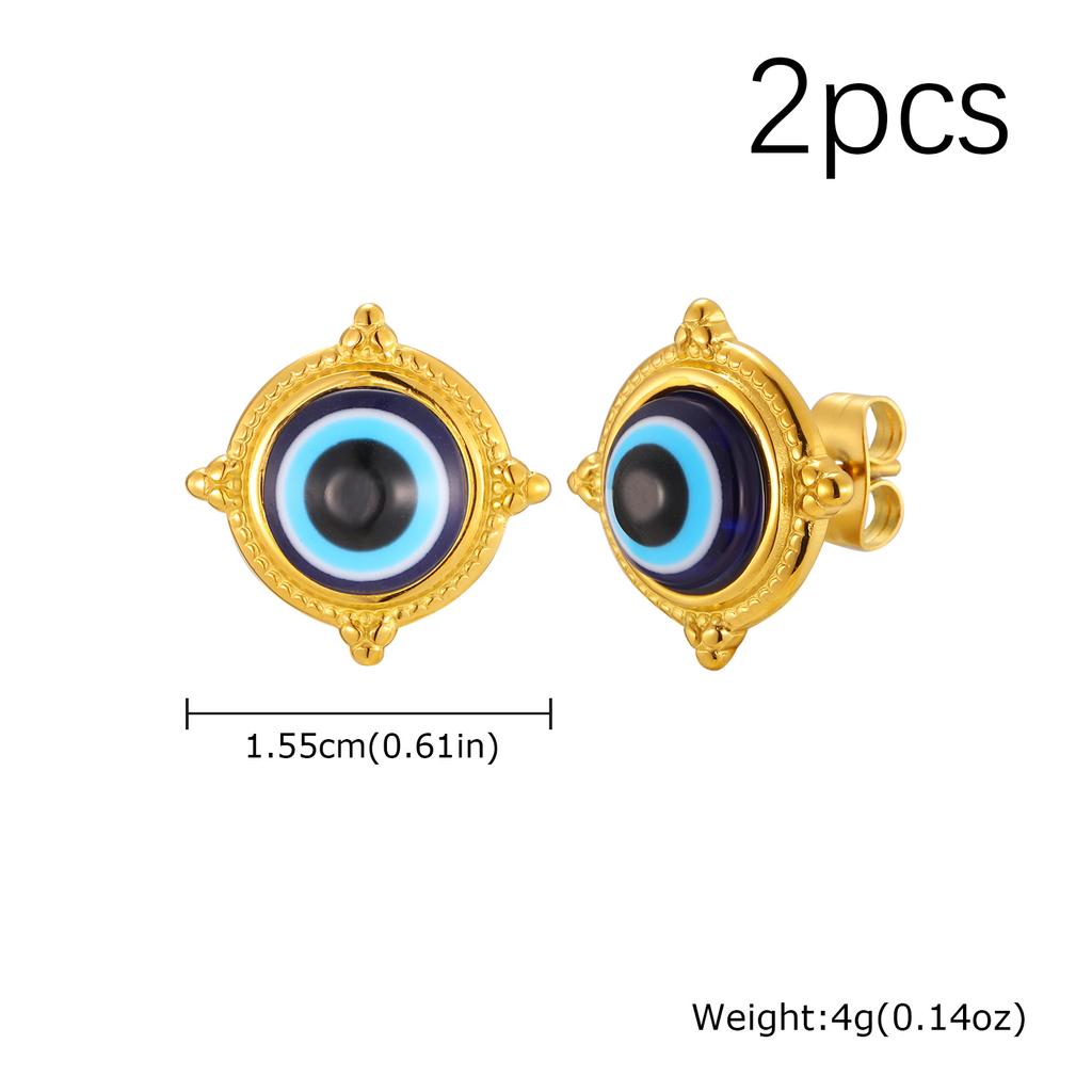 Fashion Unique Round Lucky Evil Eye Stainless Steel Stud Earrings for Men Women Hypoallergenic Stylish Piercing Jewelry Gifts