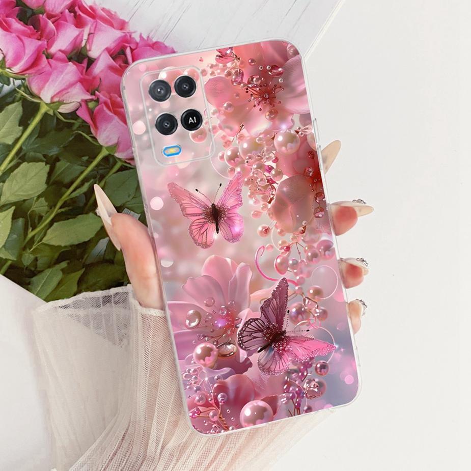 For Oppo A54 4G Case CPH2239 Luxury Butterfly Painted Cover Soft Silicone Phone Case For Oppo A54 5G A 54 s OppoA54s Fundas Bags
