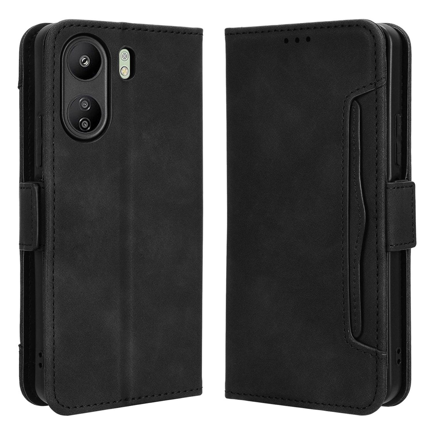 

For Xiaomi Redmi 13C/Poco C65 4G Case Multiple Card Holder Leather Stand Cover Black