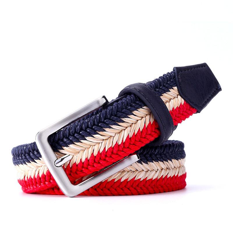 Four Season Available New Men'S And Women'S Fishbone Pattern Woven Waist Belt, Wax Rope, Straw Mixed Woven Casual Canvas Belt