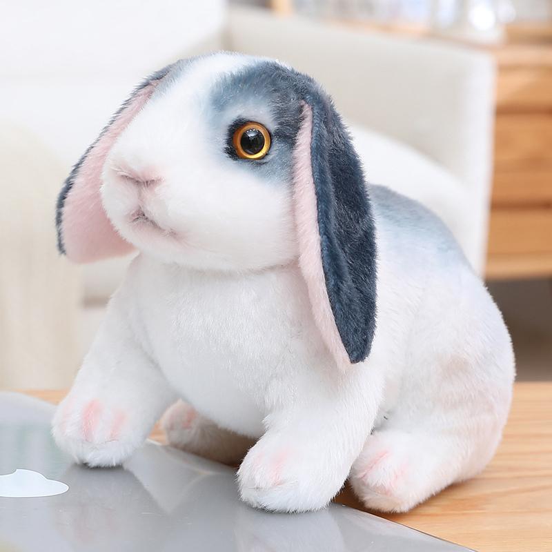 Kawaii Simulation Long Ears Rabbit Plush Doll Lifelike Animal Realistic Toy Model Room Decor Boys Birthday Gift