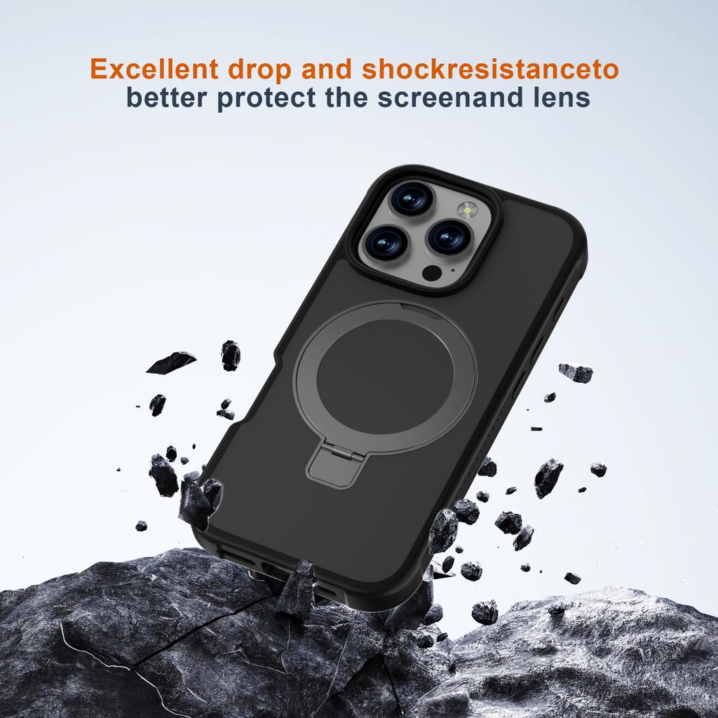 GW20 Für iPhone 16 Pro Max Hülle Kompatibel mit MagSafe Skin-Touch TPU+PC Ständer Handyhülle