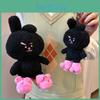 Bt21 Lucky Cooky Cute Bunny Keychain Pendant Plush Toy For Girls In Black And Pink