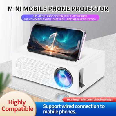 1080P Portable Mini Projector Usb Power Supply For Home Cinema Outdoor Camping Wired Phone Connection 100 Inches Screen Display