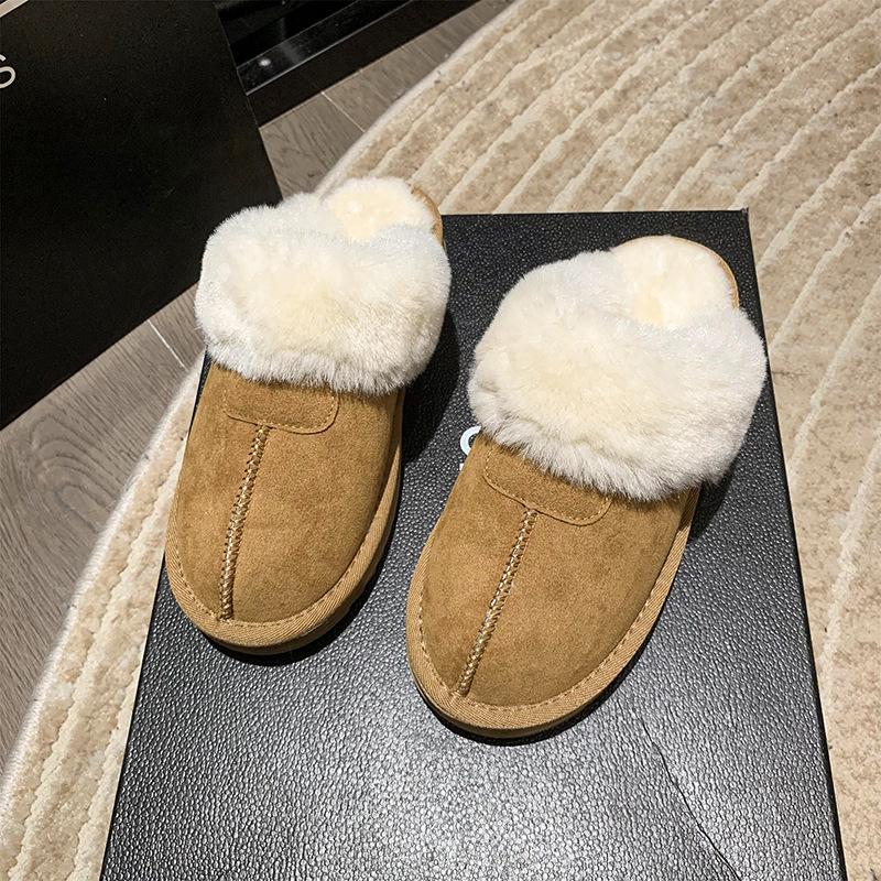 

Mao Mao slippers women s outer wear fur integrated bag head snow boots 2025 winter new one-pedal thermal cotton slippers 40 малиновий