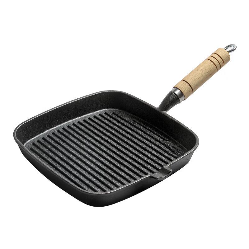 Wutuo 18cm Striped Steak Frying Pan with Wood Handle