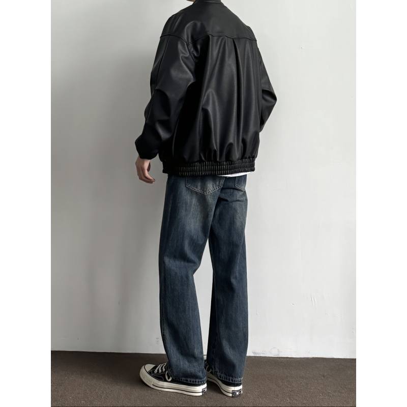 Dark Blue Jeans Men's Spring and Summer New Style Upgrade Pants Handsome Loose Straight Pants