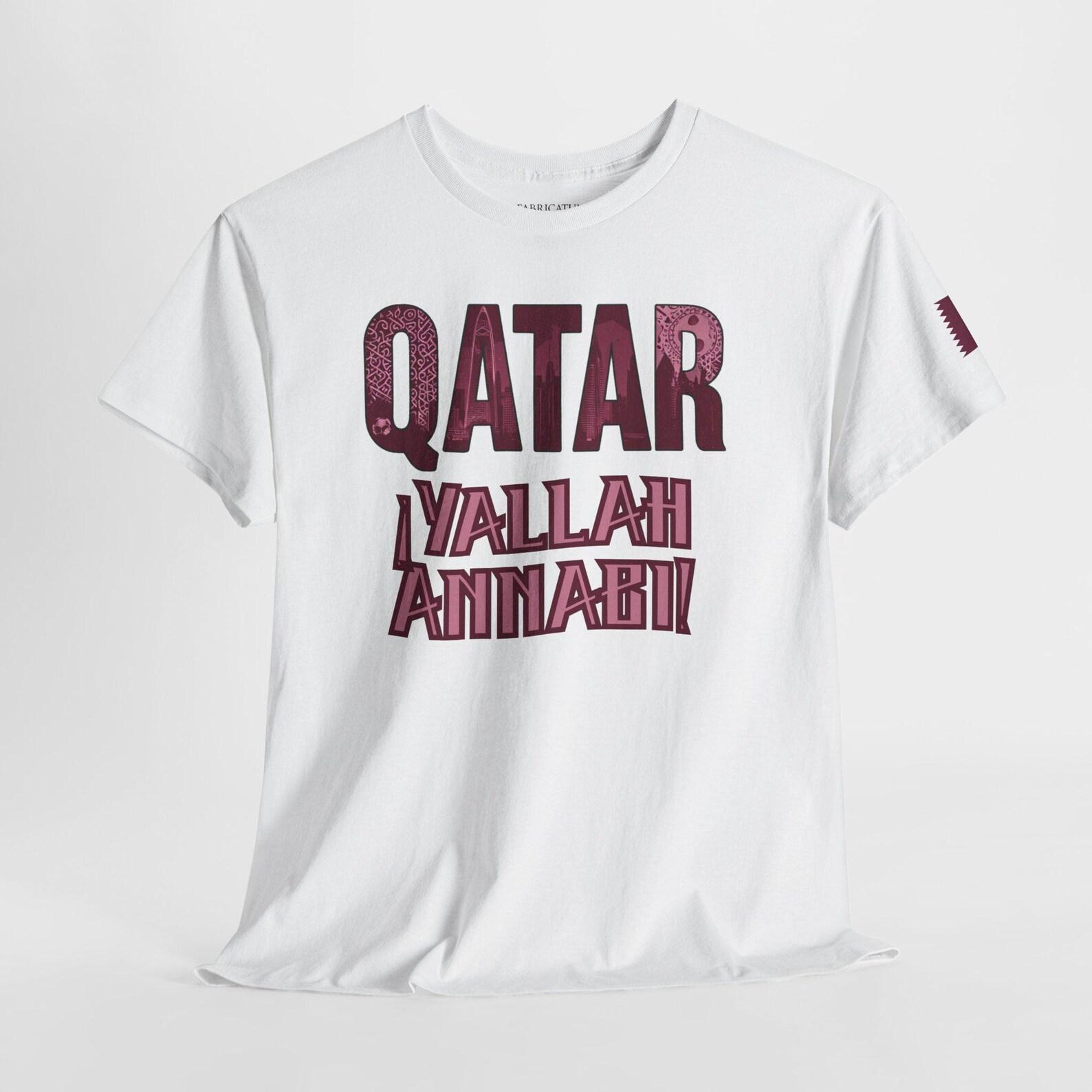 Qatar Football Fan Tee | Yallah Annabi Graphic Soccer Shirt 4XL