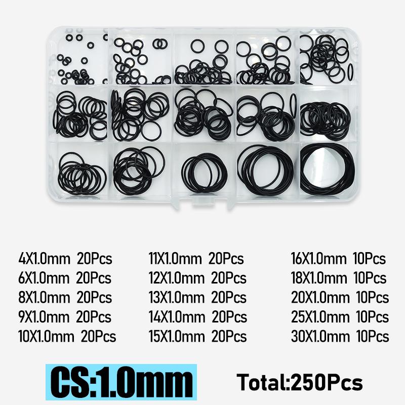 CS1.0-4.0mm Rubber O Ring High Quality Sealing Washer Balck NBR O-ring Plumbing Gasket Car Air Condition Oil Resistant Oring Kit