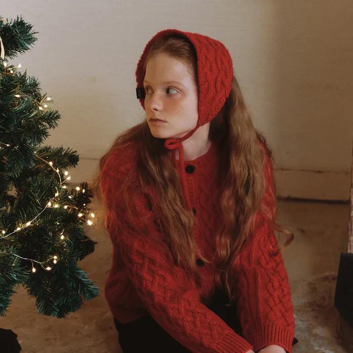 Knitted Cable Hair Band - Red
