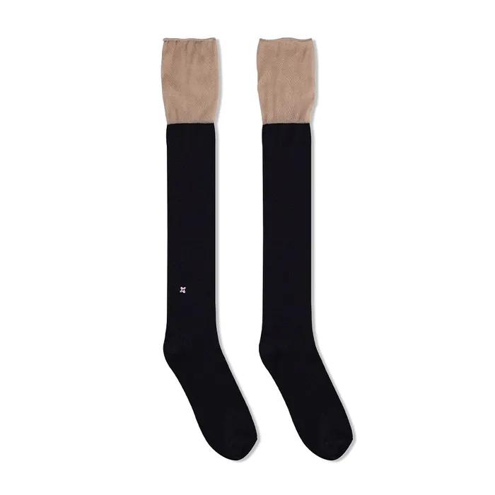 [heryoung]_Pippi Layered Over-the-Knee Socks (Caviar)
