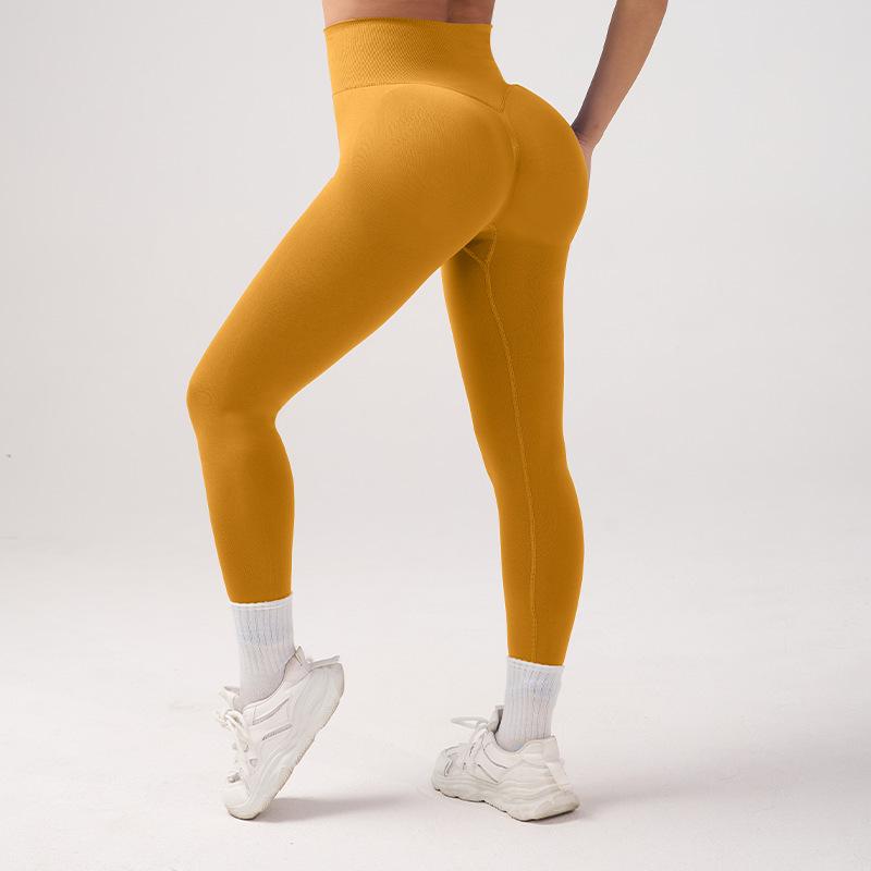 

Женские брюки для йоги с высокой талией, фитнес-брюки с эффектом подтяжки бедер и предотвращающие скатывание, тонкие и облегающие спортивные брюки XL жёлтый
