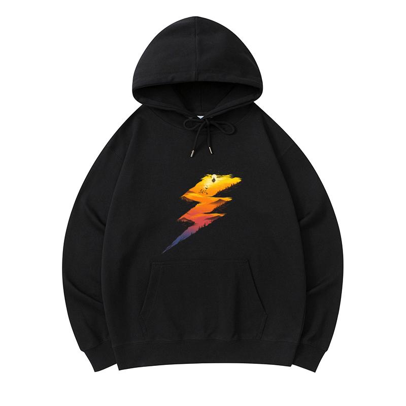 

300 GSM Men s Healthy Cotton Hoodies Beautiful Thunder Print Premium Cotton Sweatshirt