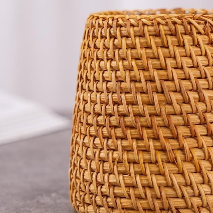 Natural Rattan Pen Stand Multipurpose Desktop Organiser Storage Container For Home Offices Desk Accessories Management