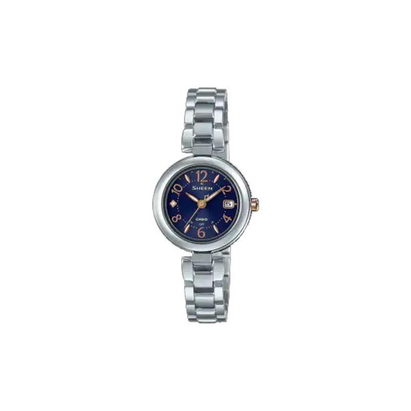 

Casio SHEEN series 100 meters waterproof quartz movement titanium strap Japanese and Korean watch women s watch blue dial SHW-7100TD-2AJF синий