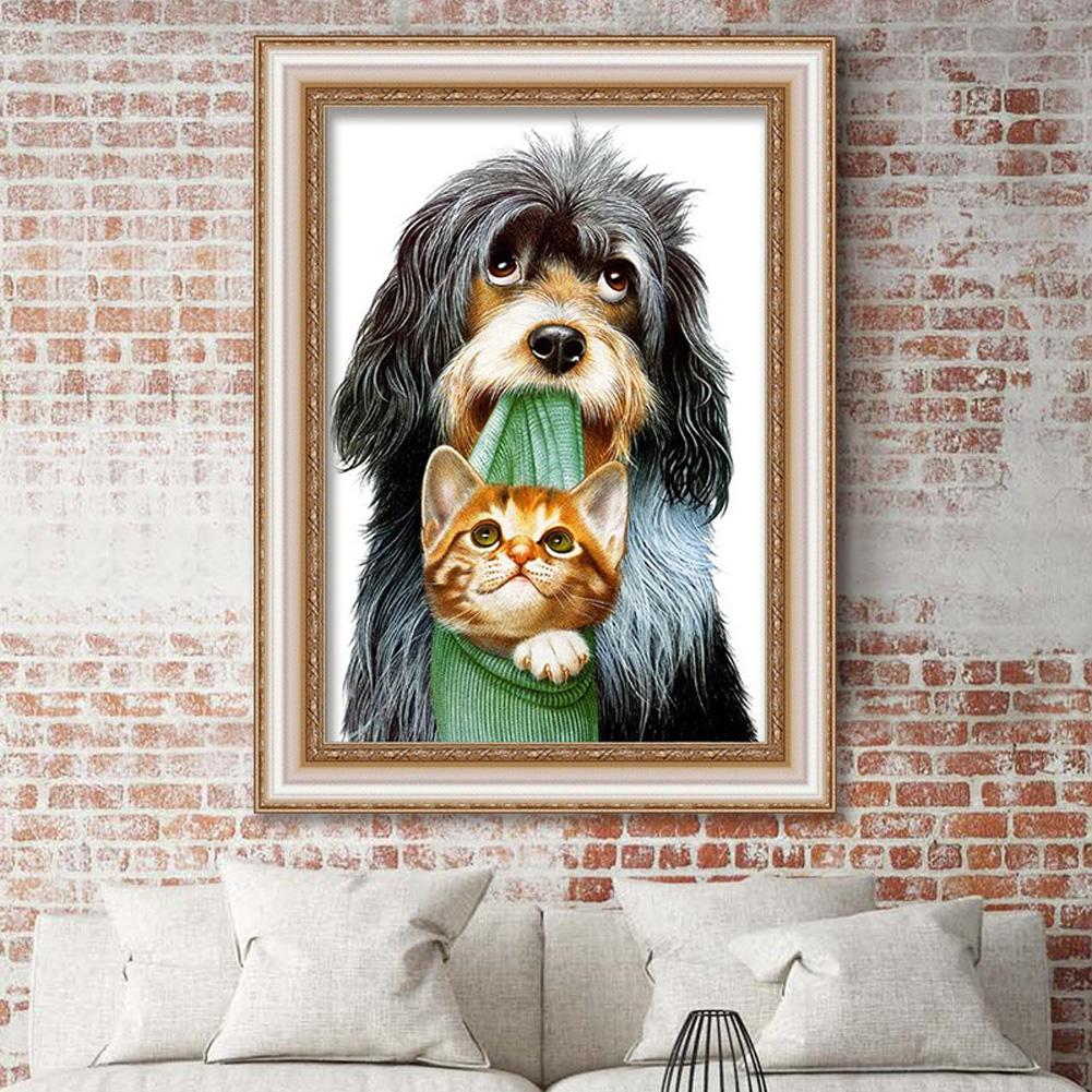 DIY 5D Full Drill  Living Room Puppy Cross Stitch Rhinestone Painting