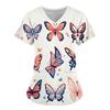 Women's T-shirt V-neck Nurse Uniform Commuting Comfortable Short Sleeved Butterfly Printed T-shirt for Women