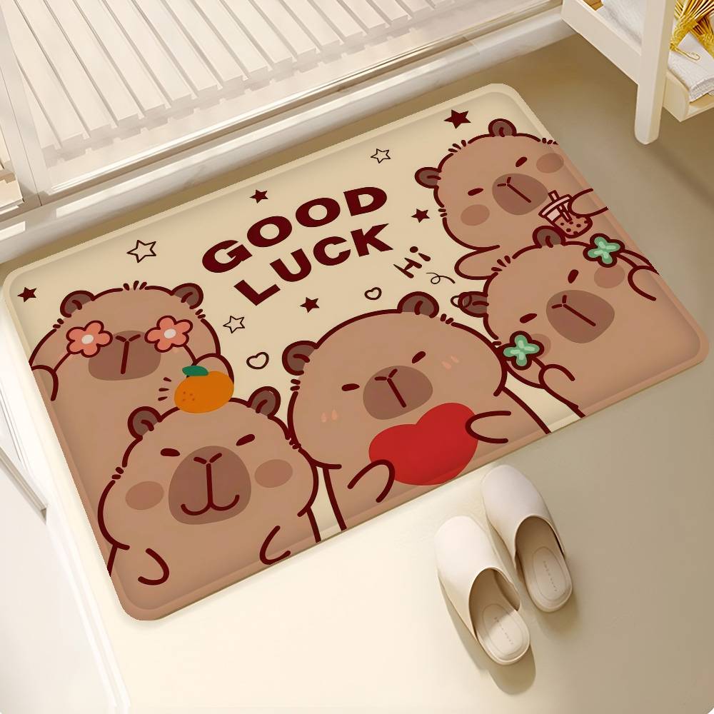 

Interesting Capybara Bathroom Mat INS Style Soft Bedroom Floor House Laundry Room Mat Anti-skid Welcome Doormat 50x80cm