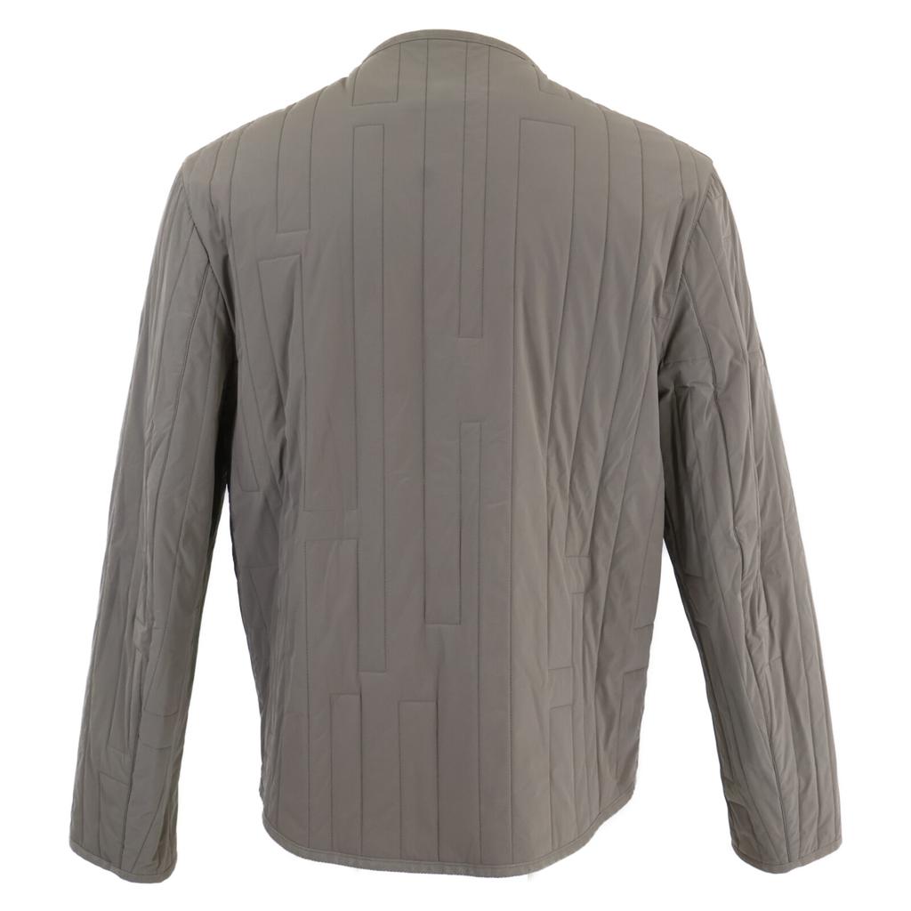 Hermes Domestic Genuine Nylon H Motif W-zip Collarless Quilted Jacket Jacket 48 Gray X orangeUsed