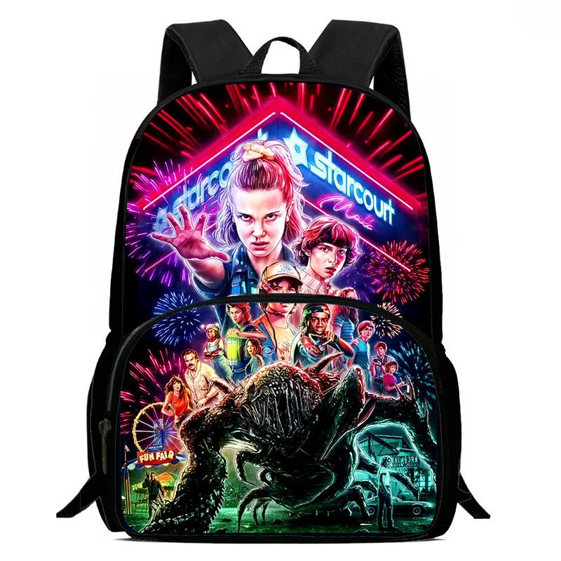 Stranger Things Printed Backpack Stranger Things5 Student School Bag Cartoon Lightweight Front Bag Backpack
