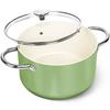 MICHELANGELO 6-Quart Stockpot with Lid, Ceramic Coated Non-Stick Ceramic Soup Pot with Lid, Induction Compatible - 6-Quart Stockpot, Green