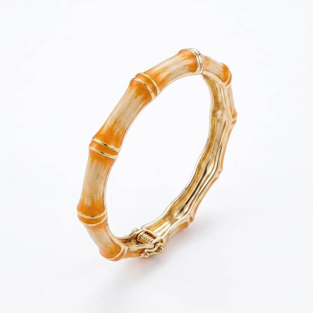 Colorful Enamel Resin Bracelet Gold Stainless Steel Bangle Bamboo Joint Bangle Personalized