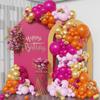 156PCS Peach Red Orange Latex Balloon Set Suitable for Birthday Parties, Weddings, Valentine's Day Party Decoration