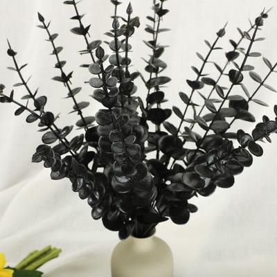 6 Stück künstliche Plastikpflanzen Blätter Weiß Gold Schwarz Eukalyptus Zweig Gartenvase Haus Hochzeitsdekoration Falsche Fake Blume