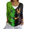 Women's Fashion Casual Knit Sweater Button-Up Halloween Printed  Cardigan Jacket